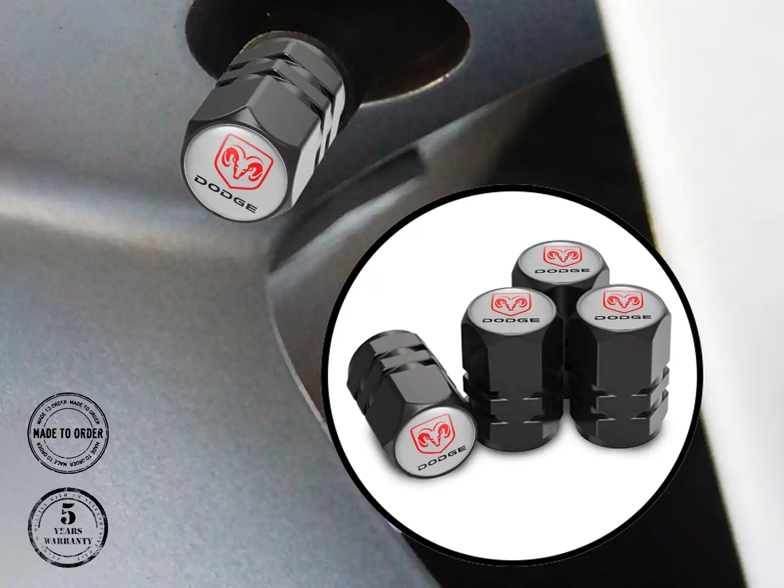Dodge Cappelli valvola Auto Stile Metallizzato